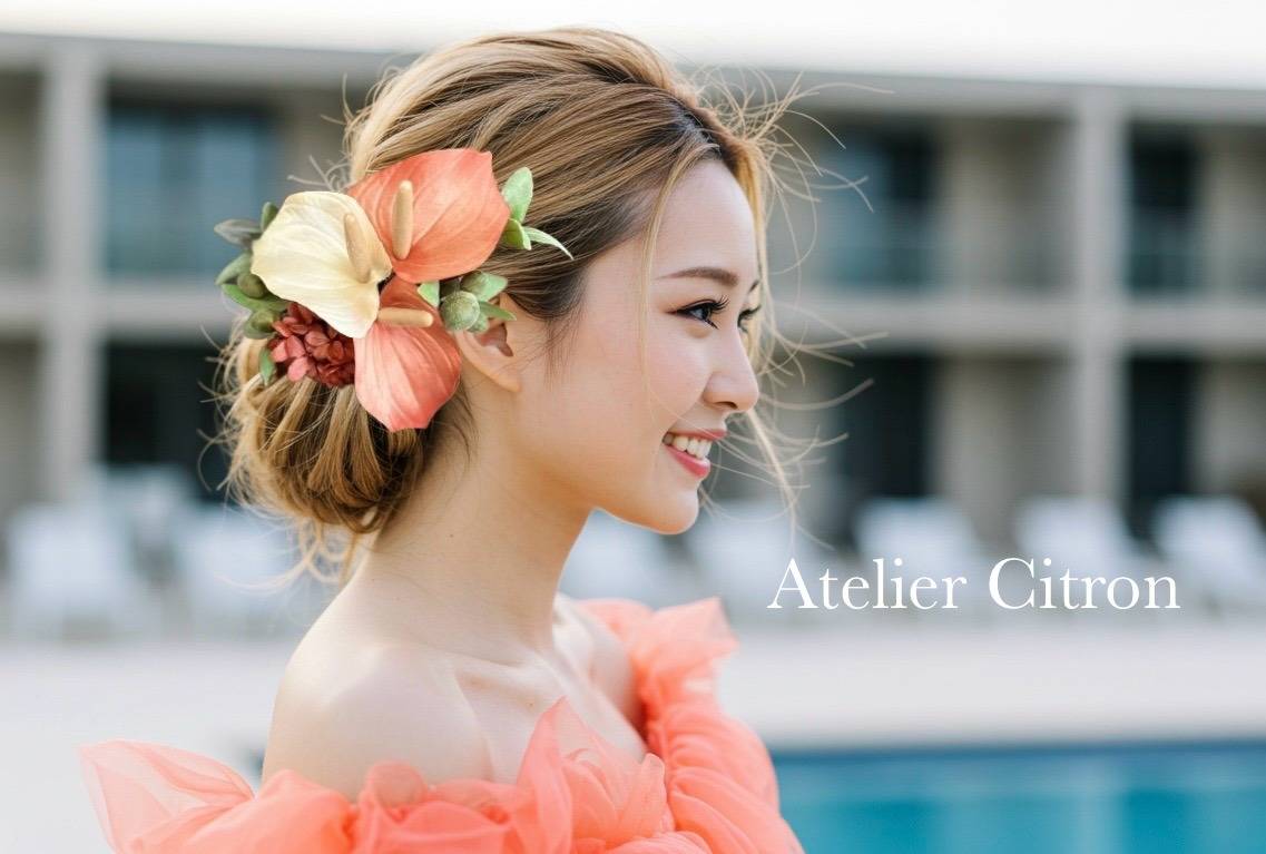 No.221 髪飾り 結婚式 アンスリウム ハワイアン フラ ヘア