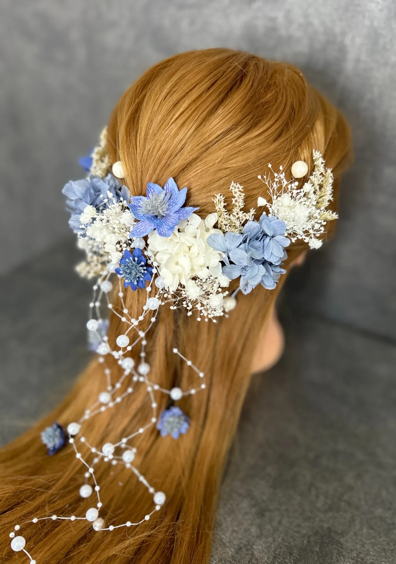 No.２２６ 髪飾り 結婚式 成人式 卒業式 青花 パール ヘアアクセサリー 