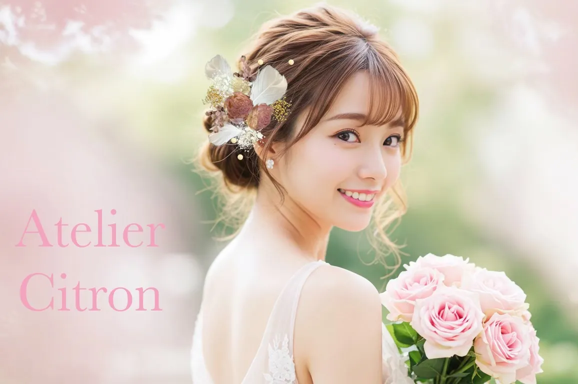 Ｎｏ．167 髪飾り 結婚式 成人式 卒業式 羽 薔薇