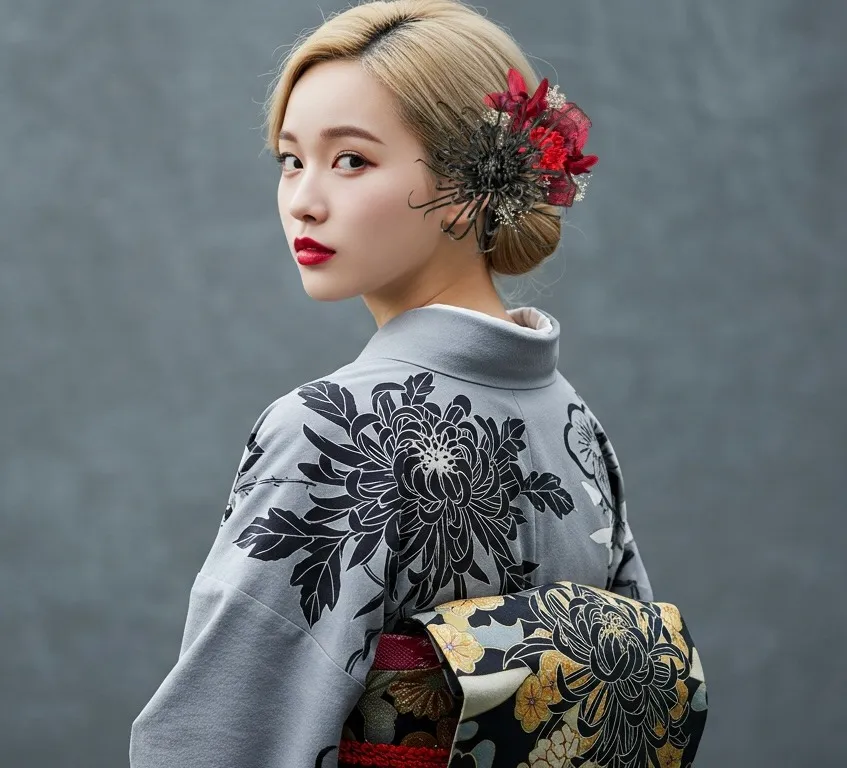 黒の糸菊が放つ静かな強さ。人とは一味違う髪飾りをお探しの方へ